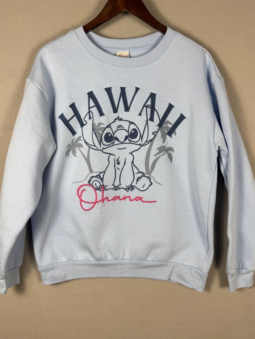 Disney Stitch Women's XL Pullover Sweatshirt Light Blue
